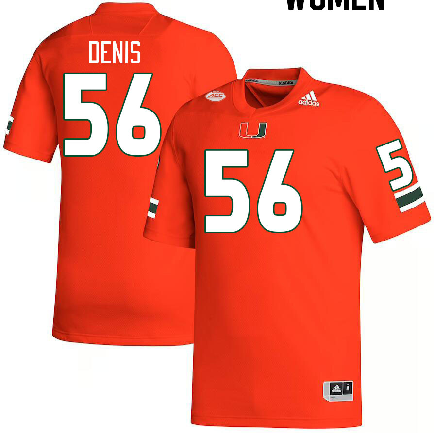 Women #56 Jonathan Denis Miami Hurricanes College Football Jerseys Stitched-Orange